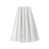 Lace Dress Women Autumn And Winter New Heavy Industry Beads Big Flower A Dress Fairy Son Long Dress Girl 0357