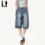 Vintage Blue Denim Shorts Women 2025 Summer Trend With New Thin Scissors Five-Point Trousers