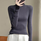Fine-Woven Wool 2026 Autumn And Winter Women's New Short Korean Version Pile High-Necked Solid Color Knitted Shirt