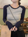 The New Long-Sleeved T-Shirt Girl Spring And Autumn Thin-Skinning Shoulder Slimming Round-Necked Inside The Bottom Shirt Wear