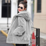 Flannel 2025 New Gentle Version Of Korean Version Thick Hooded Coat Women's Winter New Loose Plush Long Sleeves