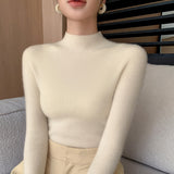 Line Ready-Upwear Wool Blending 2026 Autumn And Winter New High-Necked Solid Color Set-Up Bottom Knitting Shirt