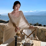 New Chinese-Style Dress Cold Chinese Style Greek Goddess Bat Sleeve Loose Dress Zen Lady Morning Robe Long Dress
