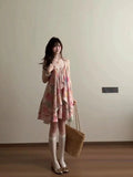 Summer Flowers Sweet Hanging Back With A Back-To-Back Flower Dress Summer New Design Large Skirt Skirt
