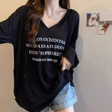 Medium-Long V-Neck Hooded Thin Hoodie Women's Summer 2025 New Loose Long-Sleeved T-Shirt On The Shoulder