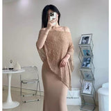 French Spring And Summer New Pure Wind Irregular Sun Protection Suit Women's Bodybine Hip Skirt Long Sling Skirt Two Sets