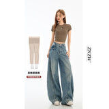Bending Leg Jeans Women 2025 Autumn New Water Wash Old Loose Small Slebum Pants Women