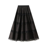 Lace Mesh Splicing Half Skirt Women's Spring Dress New Super Fairy A Word Thin Medium Long Cake Skirt 9106