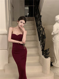 Hepburn Style French High-End Evening Dress Small Red Dress Female Sister Famous Temperament Bodybred Ass Hanging Dress