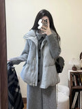 Three-Piece Korean Style Temperament Fashion Sense Letter Embroidered Vest Cotton Suit + Turtleneck Sweater + Knitted Trousers
