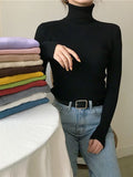 Black High-Neck Knitted Bottom Shirt Autumn And Winter Model Of Long Sleeves With A Female Sweater Slimming Clothes
