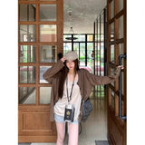 Lazy Suit Thin Long-Sleeved Coat Sun Protection Shirt Women In Autumn With Sling Vest Relaxation Two Sets