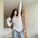 White Loose Long-Term T-Shirt Girl Summer 2025 New Lazy Wind Outside The Long-Sleeved Sunscreen Shirt Top