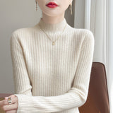 Line Ready-Upled Wool Blending 2026 Autumn And Winter Women's New Half-High Collar Temperament Slim Slim Knitted Shirt