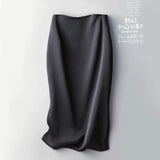 Silk Satin 2026 Spring And Summer Women's New Satin A Skirt Simple Tight Waist-Buffed Fishtail Skirt Half-Body Skirt