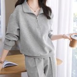 Casual Texture Sportswear Two Sets Of 2025 Autumn And Winter New Simple Collar Collar Trousers Women's Set