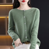 Line Ready-Sheed Seamless 100% Pure Wool 2026 Autumn And Winter New Women's Short Collar Loose Knitted Sweater Coat