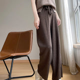 Wool Blended 2026 Autumn And Winter New Women's Wide-Legged Trousers High-Waist Loose Loose Thin Tight Waist Wearing Knit Trousers