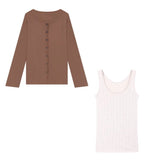 Lazy Suit Thin Long-Sleeved Coat Sun Protection Shirt Women In Autumn With Sling Vest Relaxation Two Sets