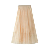 Heavy Industry Nail Pearl Dress Women's Half-Dress Dress 2025 Spring And Autumn Mid-Autumn Long Dress Net Yarn Dress 100Folded Dress 8581