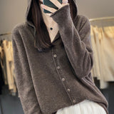 Line Ready-Wear 100% Pure Wool 2026 Autumn And Winter New Women's Short Loose Knitted Open-Shirt Jacket Hooded