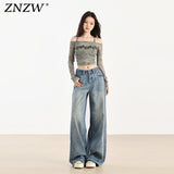 Light-Colored Jeans Women 2025 Trend New Trousers Women Summer Retro Cat Must Be Loose Broad Leg Pants Women