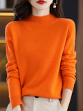 Skin Feeling 100% Wool Line Ready-To-Wear Seamless Autumn And Winter New Short Women Half-Collar Loose Bottom Knitting Sweater