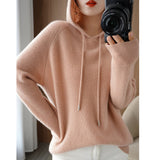 Wool Blended 2026 Autumn And Winter Women's New Korean Version Of Loose Hoodie Hoodie Solid Color Knitted Bottom Hoodie