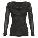 Unique Special To The Lion Collar Long-Sleeved T-Shirt For The Girls In The Summer New Design With A Slimmed-Up Hottie Top