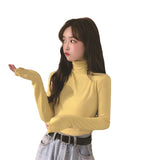 Shirt Women's Clothing Spring 2026 New Half-High Collar Blouse Wearing Thin Slim Girl Long-Sleeved T-Shirt
