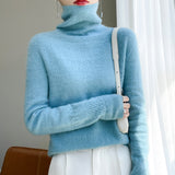 Line Ready-Wear 100% Pure Wool 2026 Autumn And Winter New Women's Heap Collar Collar Short Knitted Sweater