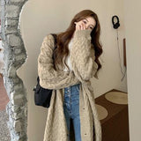Cardigan Sweater Women Thicken The Long Loose Outer Wear Autumn And Winter New Korean Version Of Lazy Wind Coat Retro Clothes