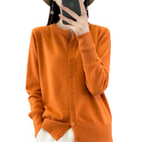 Wool Blended 2026 Autumn And Winter New Short Sweater Loose Round V Collar Solid Color Buckle Knitted Top Open Shirt Jacket