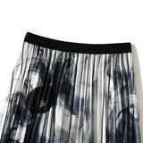 Ink Print Half-Dress Women's Long-Retro High-Waist Temperament Big Swinging 100-Folded Skirt 2125