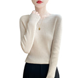 Line Ready-Upled Wool Blending 2026 Autumn And Winter New Women's Short Dress-Up Round Collar Pit Inside The Bottom Knitting Shirt
