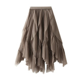 High-Rise Yarn Skirt Half-Dress Woman 2025 High-Waisted Small Net Yarn Skirt Skirt Dress D8808