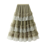 Autumn And Winter New Color Matching Fashion Wearing A Large Swing Dress Dance Skirt Heavy Industry Cake Skirt 1391