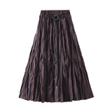 High Waist Half-Dress Women's Autumn New Korean Version Of The Design Feel Folded Long Dress Retro Temperament Thin A Word Umbrella Skirt 8822