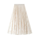 Water-Soluble Lace Skirt Women Autumn Winter With Sweater 2025 New Long-Waisted A-Word Skirt 0851