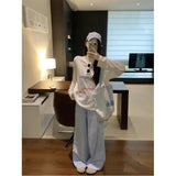 Lazy Wind Leisure Long-Sleeved Round-Neck Print T-Shirts For Summer Loose Thin Sunscreen Shirt White Thin Top