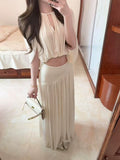 Two Sets Of Stylish And Light Luxury Summer New Hollow Repair On The Body Of Women's High-End Atmosphere Feel Thin Half Skirt