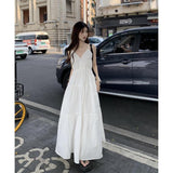 Seaside Vacation Wind V-Necked Dresses Women's New Skinny White Dress French Beach Dresses