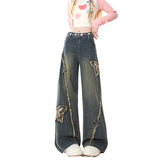 Natural Astring Lateral Zipper Loose Little Jeans Woman 2025 New Straight Spring Summer Wide Leg Pants