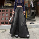 Vintage Cowboy Half-Dress Woman Autumn New High-Rise Thin Long A-Word Bag Hip Fishtail Big Swing Skirt