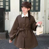 Autumn And Winter 2025 Huge Look Double-Sided Hair This Coat Girl Small Man Wearing A Lantern Sleeve Dress