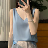 Silk Satin Double-Shoulder Sling Women's Vest 2026 Spring And Summer New Body Repair V Collar Short Temperament Inside The Top T-Shirt