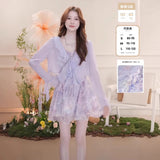 Suspension Dress Femininity High-End Purple Unique Beautiful Sling Skirt With Sunscreen Cardigan Two Sets