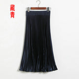 Metal Luster Polyester Pressure Folded Half Skirt Original Single Long Skirt Silk Clear Silk #8035