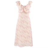 Slim Floral Design-Sensitive Dress 2026 Summer New French Temperament Long Square Pink Dress