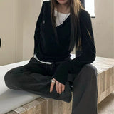 Sweetid School Sister ~ Fake Two Design With Long-Sleeved T-Shirts In The New Autumn And Winter Slimming Bottom Top